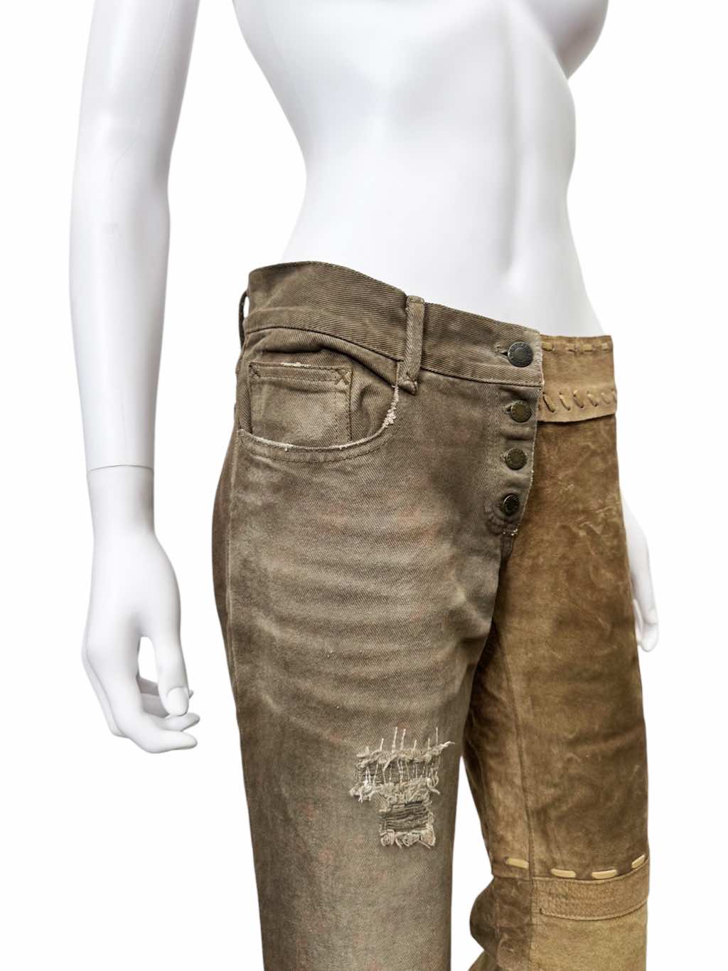 Dolce & Gabbana Suede and Denim Pants - Detail 1