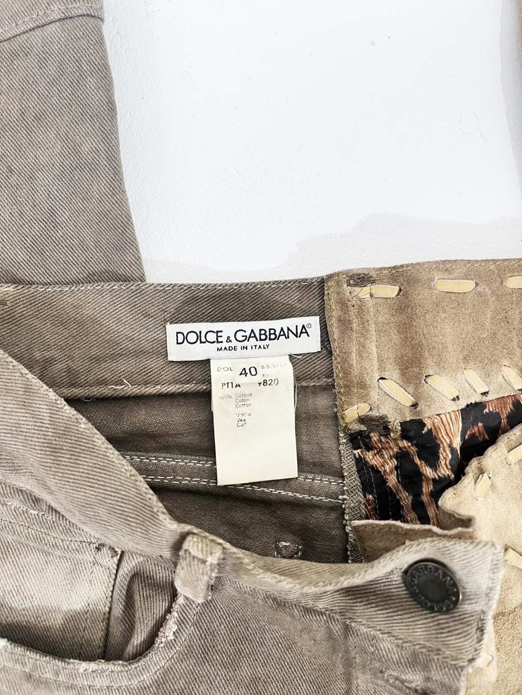 Dolce & Gabbana Suede and Denim Pants - Image 12