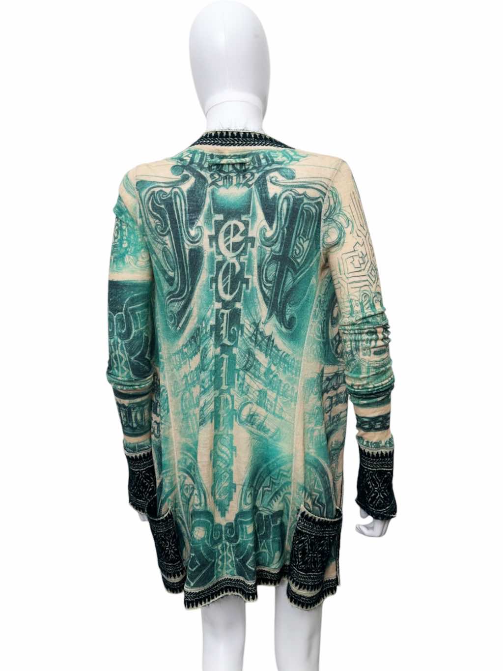 Jean Paul Gaultier Green Tatoo Tribal Cardigan - Image 6