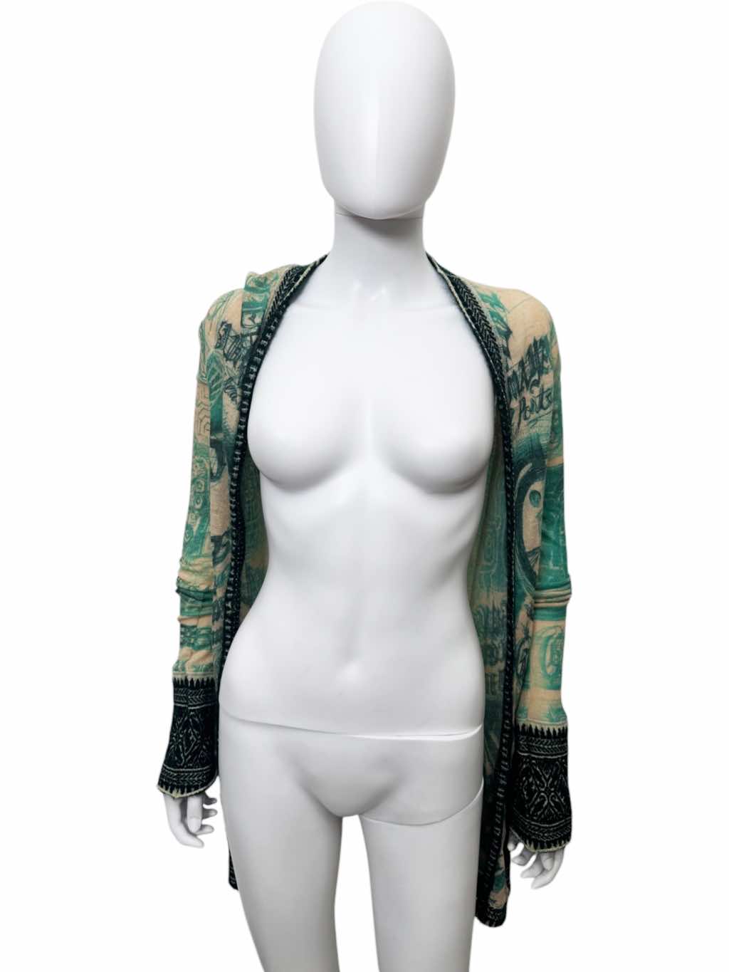 Jean Paul Gaultier Green Tatoo Tribal Cardigan - Side view