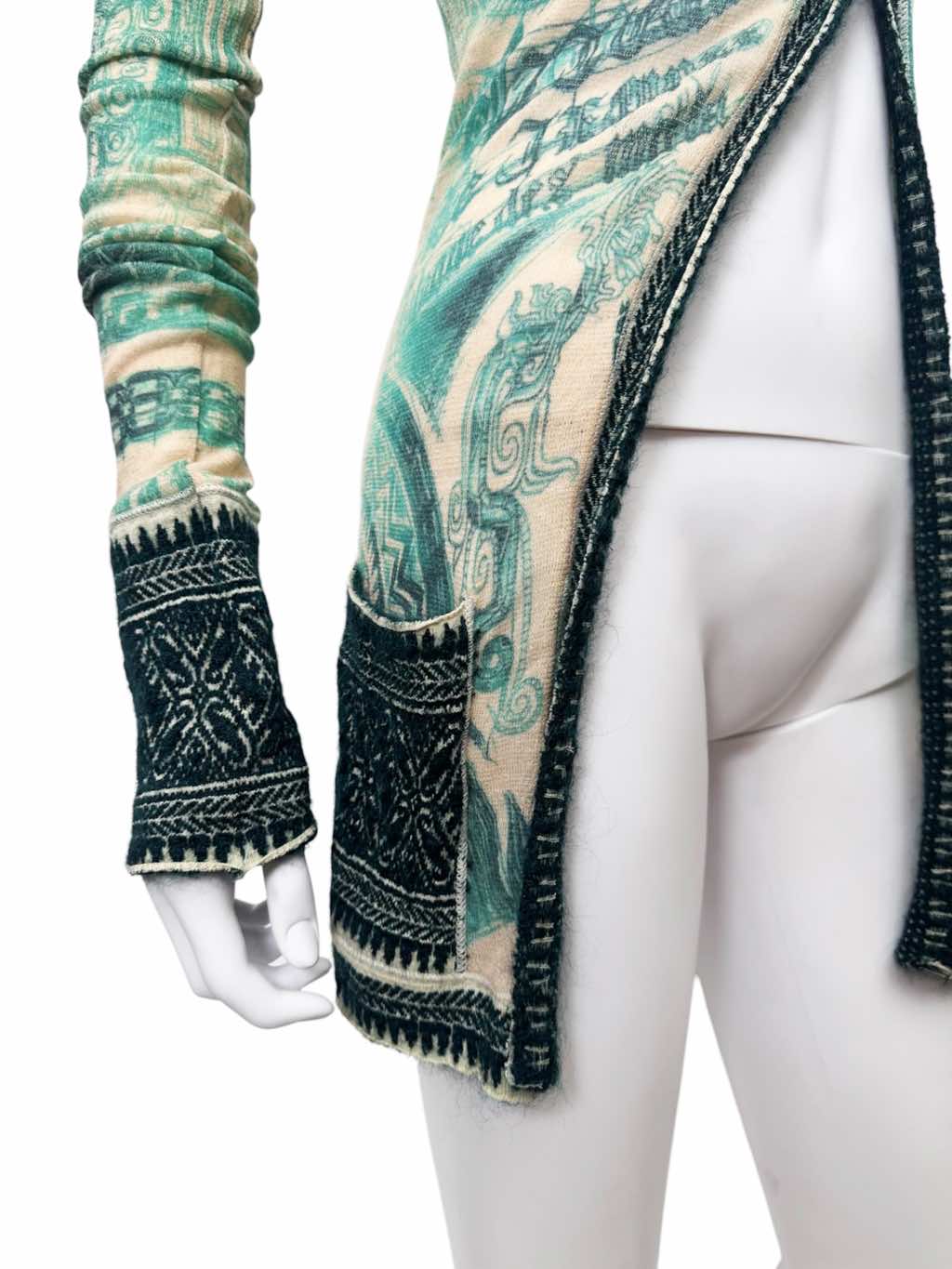 Jean Paul Gaultier Green Tatoo Tribal Cardigan - Image 10