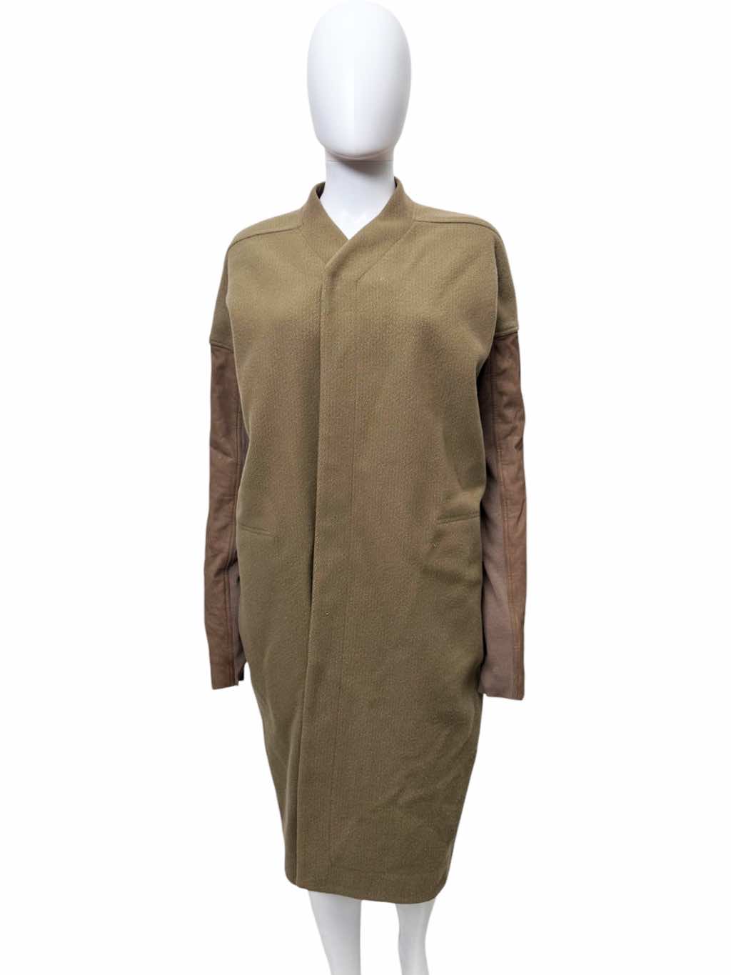 Rick Owens FAUN Brown Wool and Suede Coat