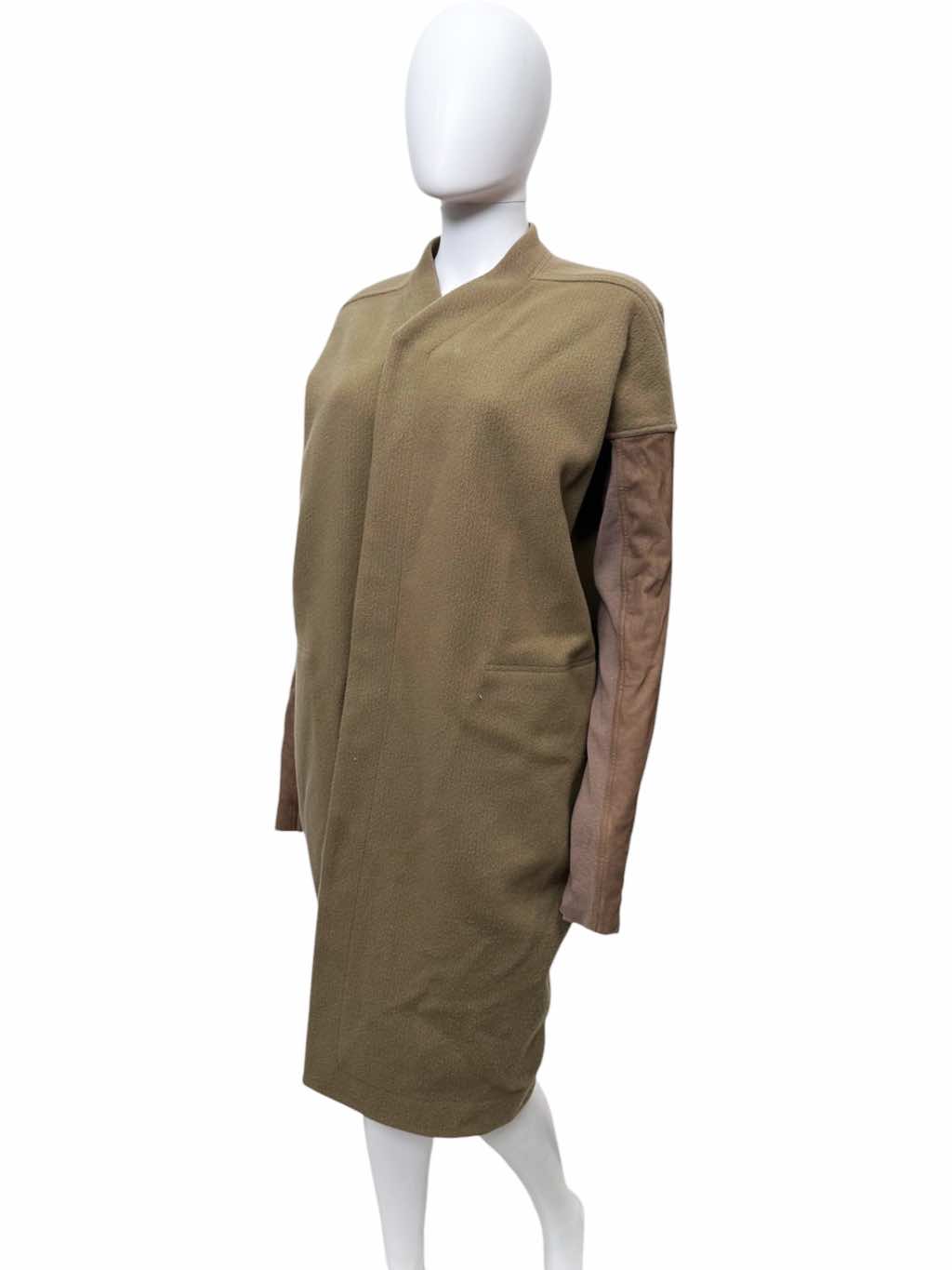 Rick Owens FAUN Brown Wool and Suede Coat - Back view
