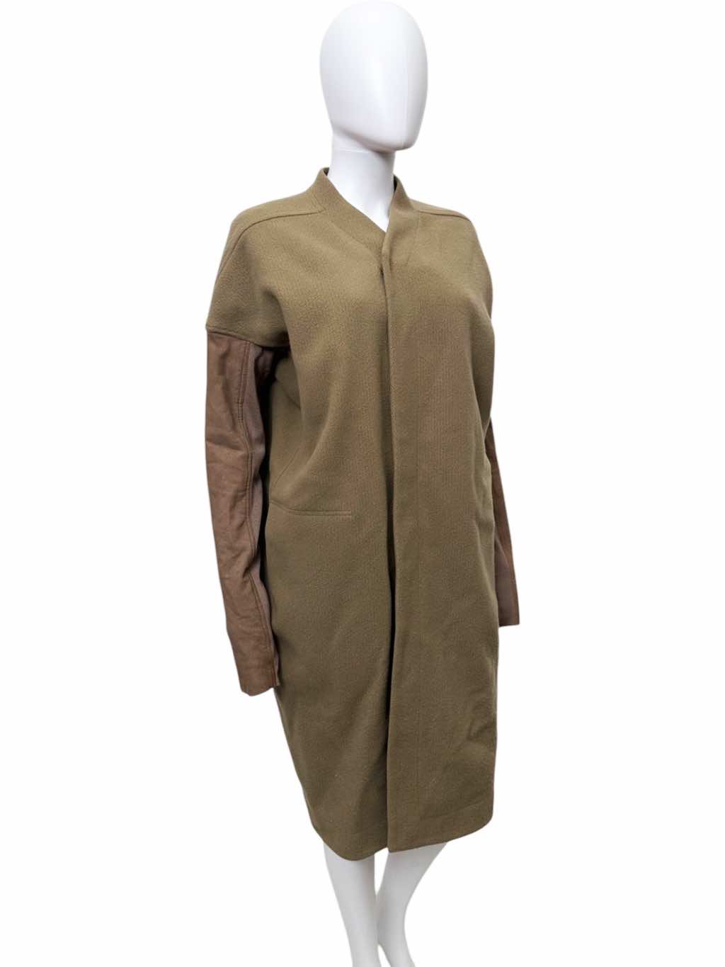 Rick Owens FAUN Brown Wool and Suede Coat - 4