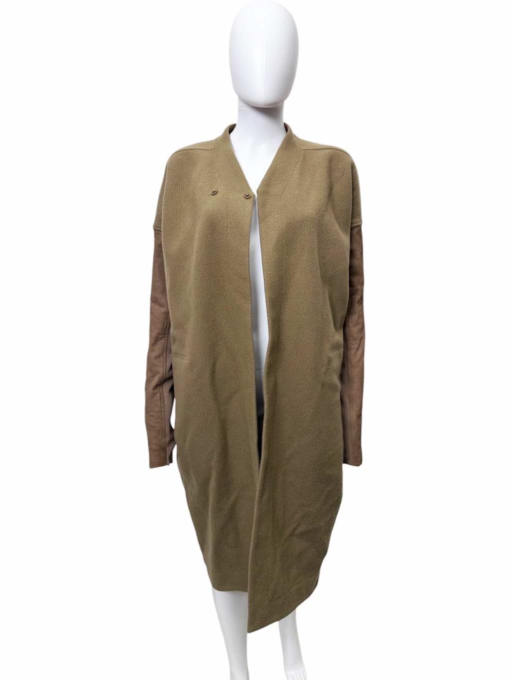 Rick Owens FAUN Brown Wool and Suede Coat - Detail 1