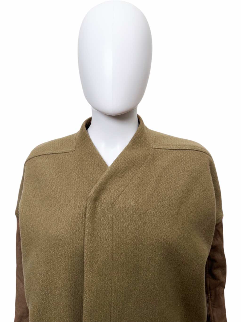 Rick Owens FAUN Brown Wool and Suede Coat - Detail 2