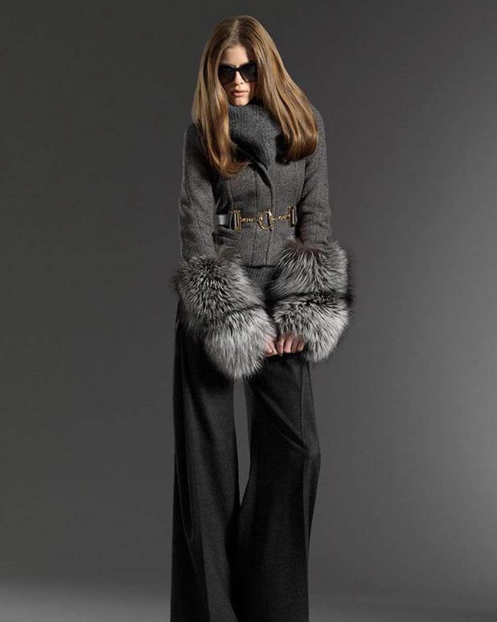 Gucci Suede Black Racoon Fur Jacket - Back view