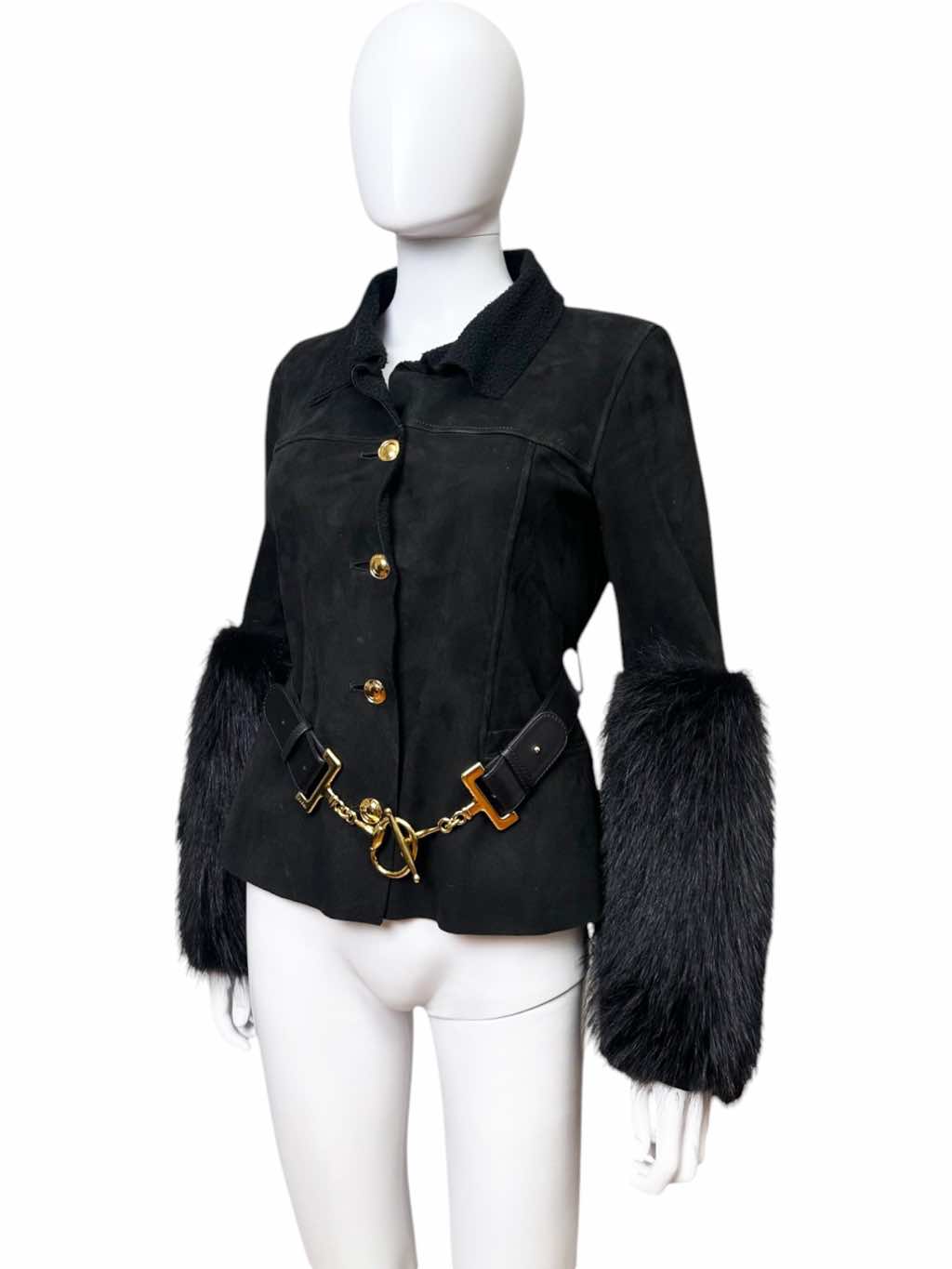 Gucci Suede Black Racoon Fur Jacket - Image 6