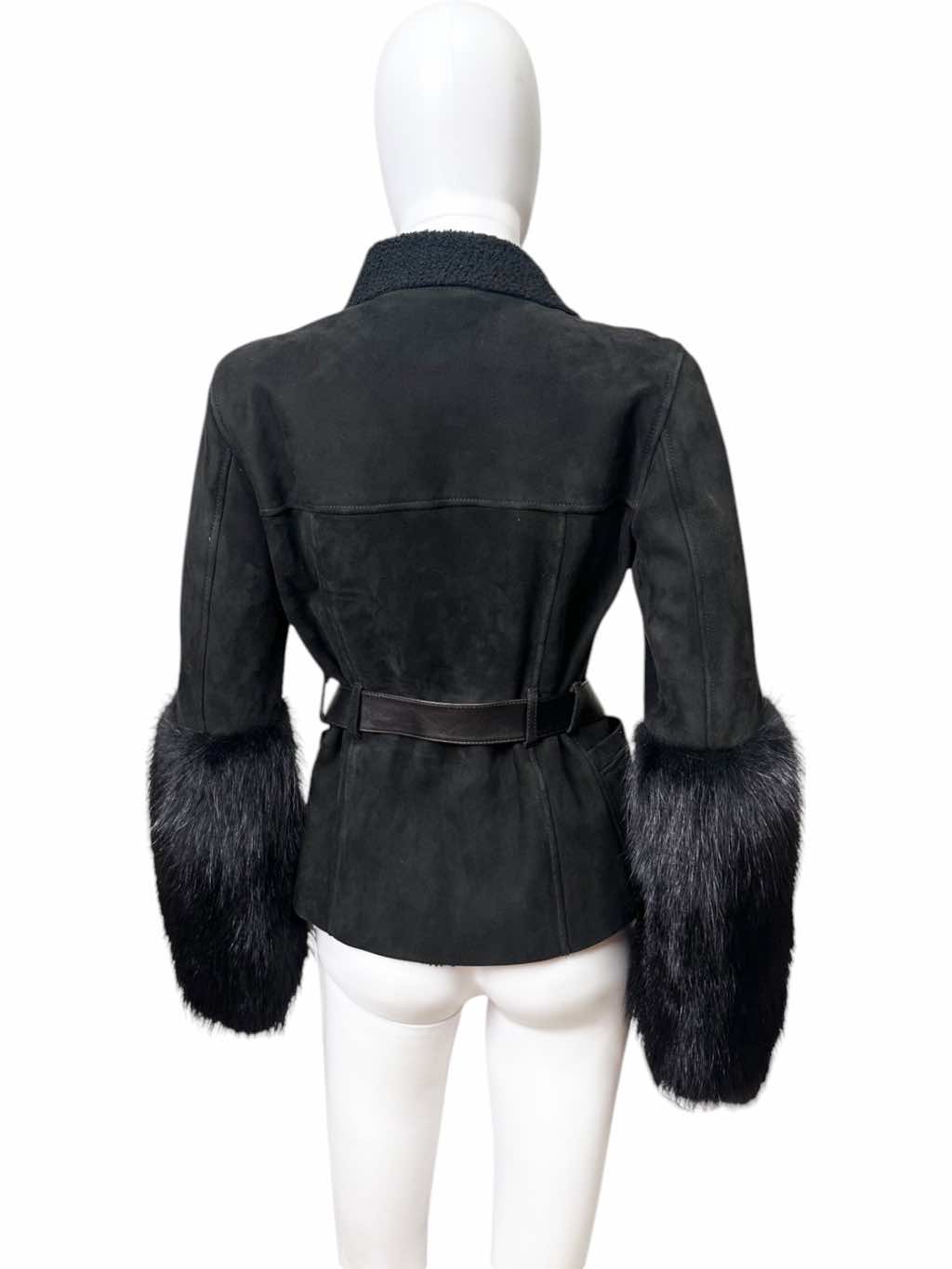 Gucci Suede Black Racoon Fur Jacket - 4