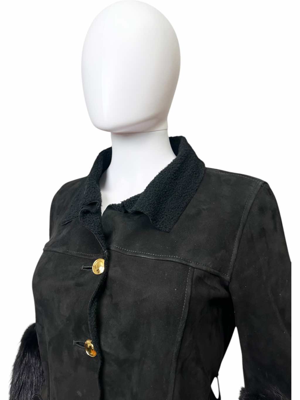 Gucci Suede Black Racoon Fur Jacket - Detail 2