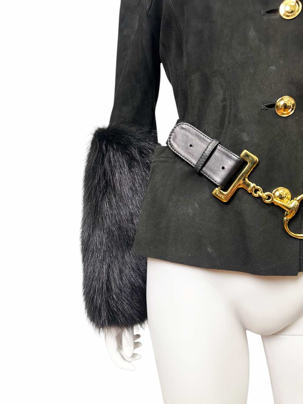 Gucci Suede Black Racoon Fur Jacket - Image 11