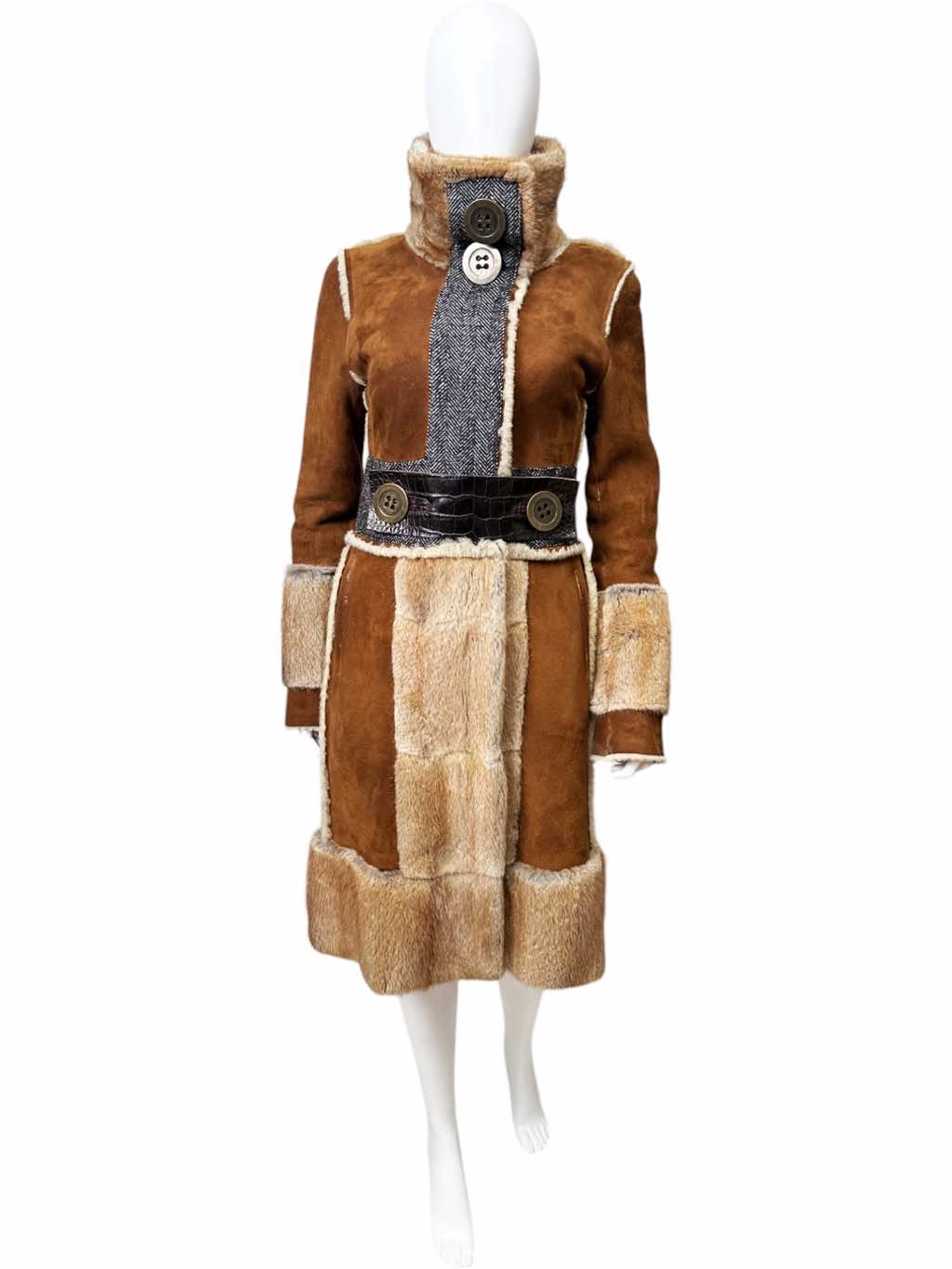 Dolce & Gabbana Brown Lambskin Fur Coat