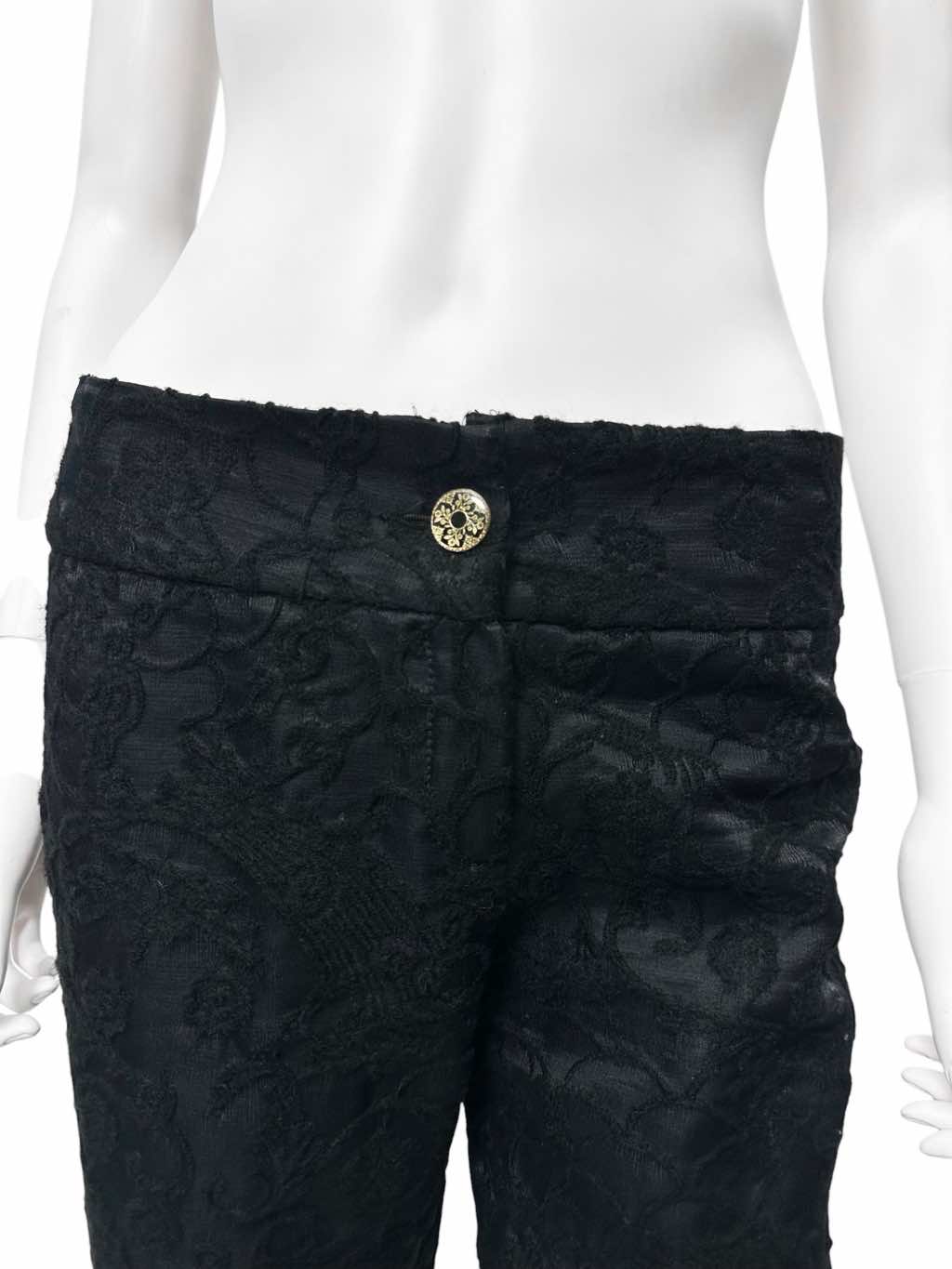 Roberto Cavalli Black Floral Knitted Pants - Side view