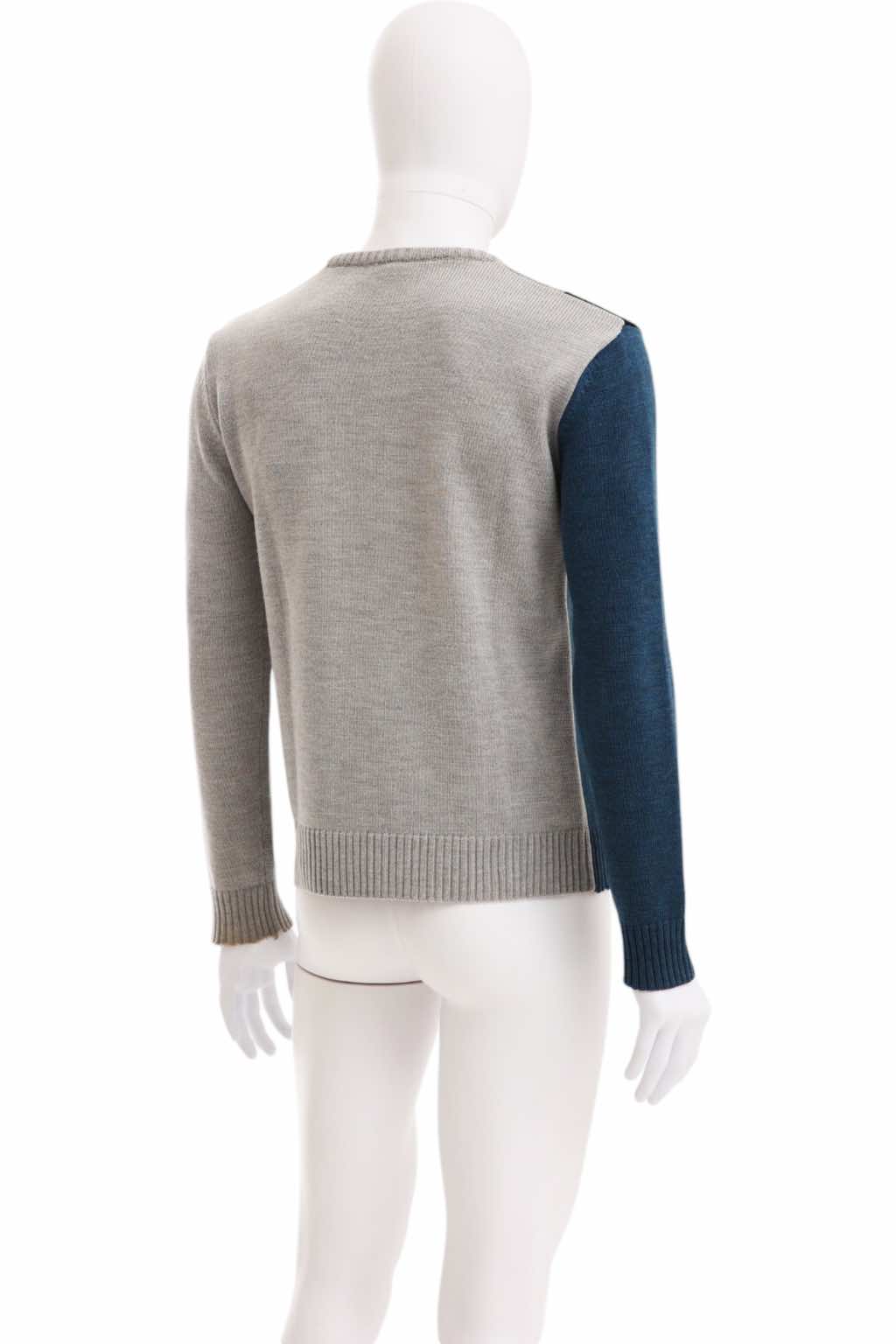 Raf Simons Geomtric Grey and Blue Sweater - Side view