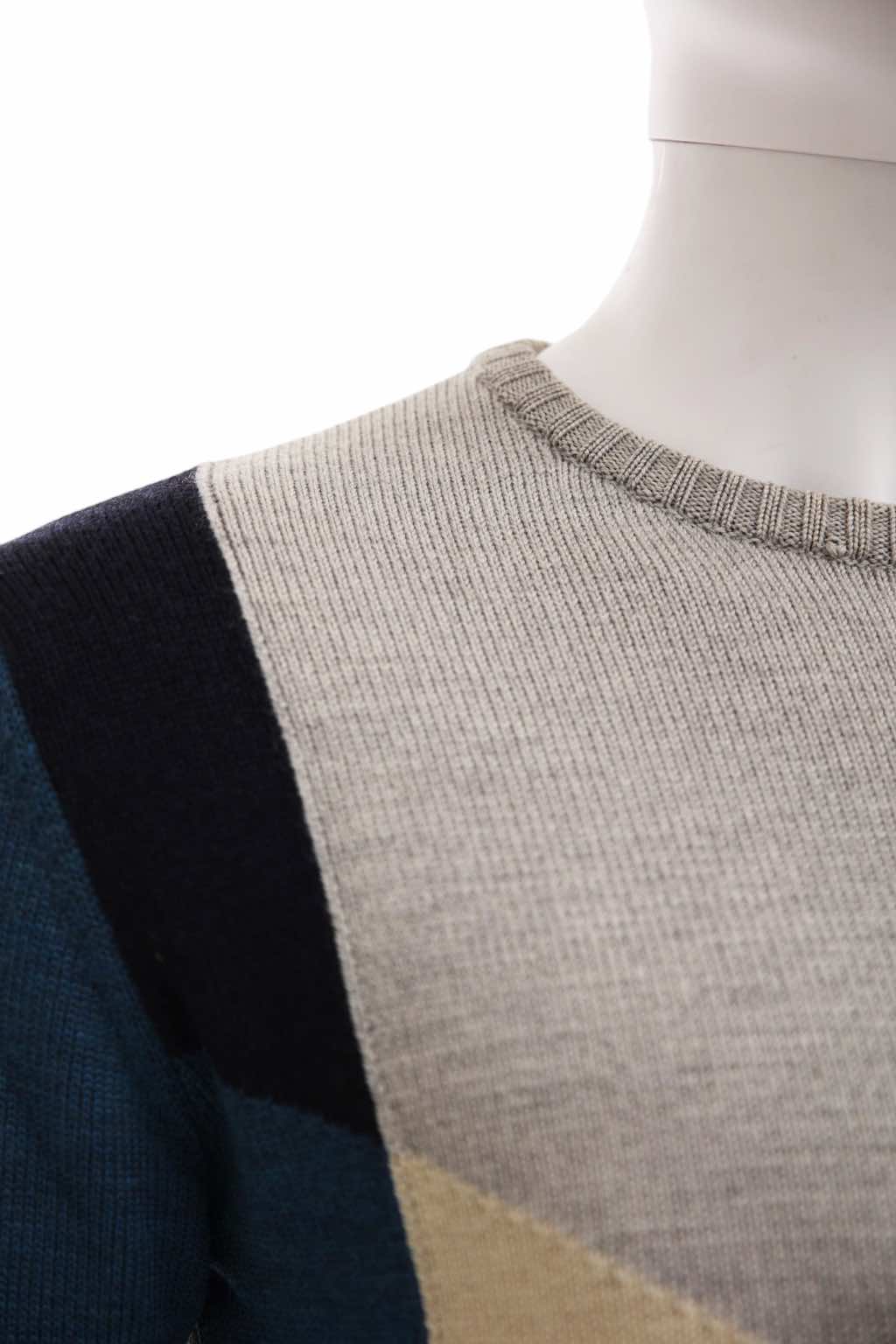 Raf Simons Geomtric Grey and Blue Sweater - Detail 1
