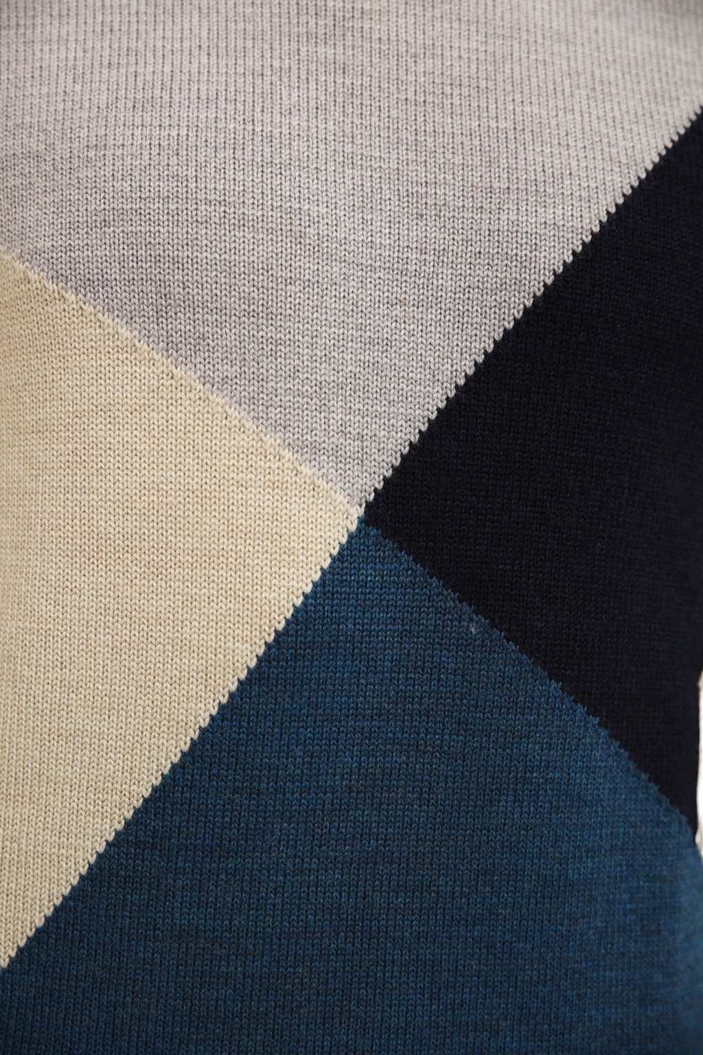 Raf Simons Geomtric Grey and Blue Sweater - Detail 2