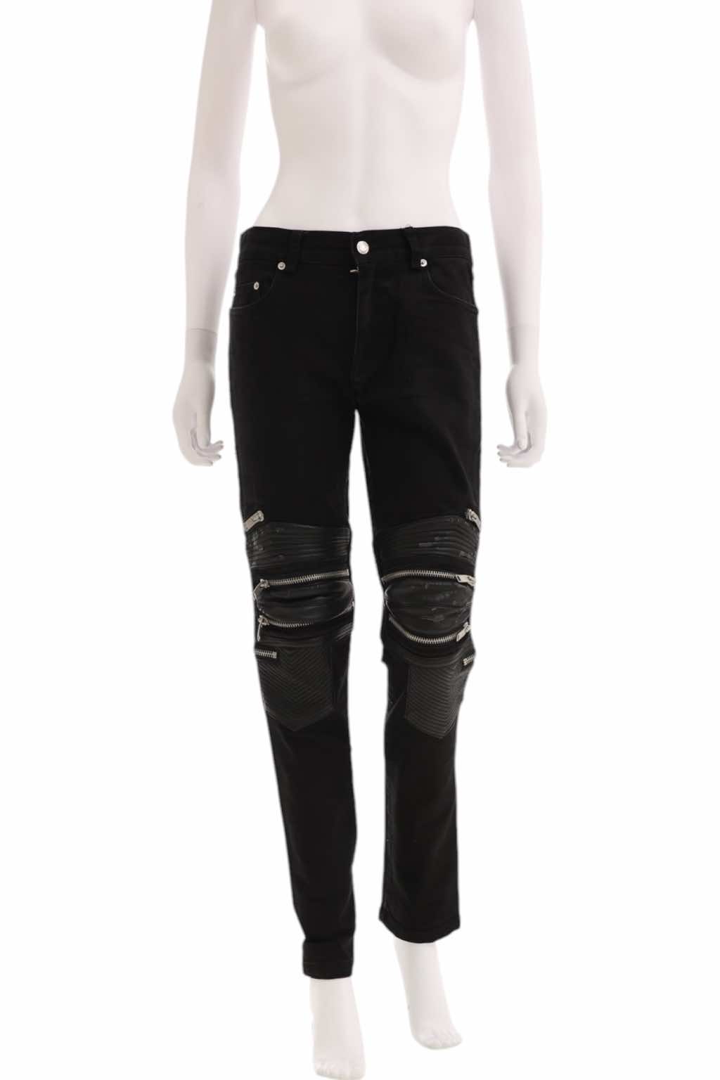 Saint Laurent Black D04 Lambskin-Trimmed Biker Jeans