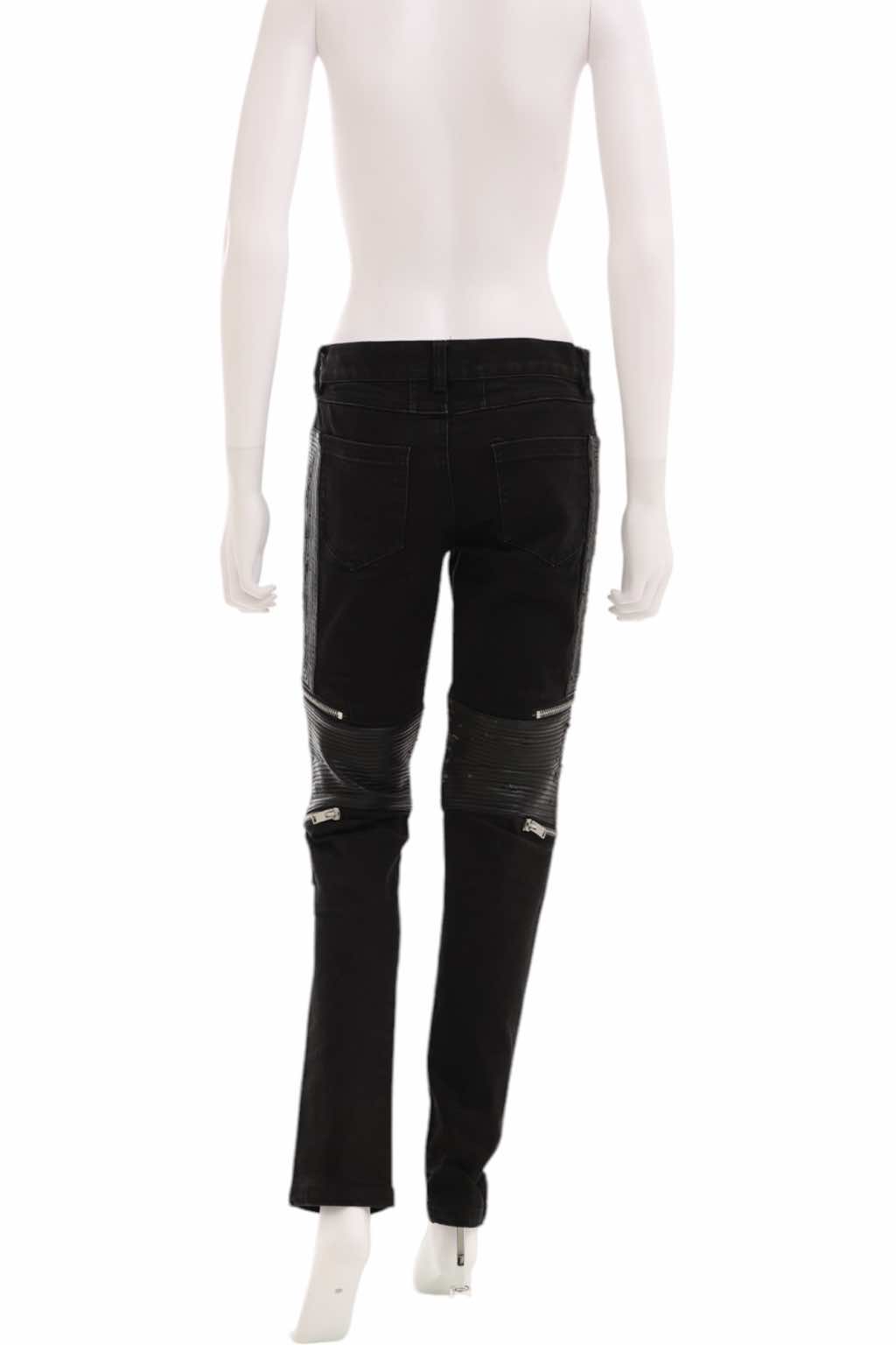Saint Laurent Black D04 Lambskin-Trimmed Biker Jeans - Image 6