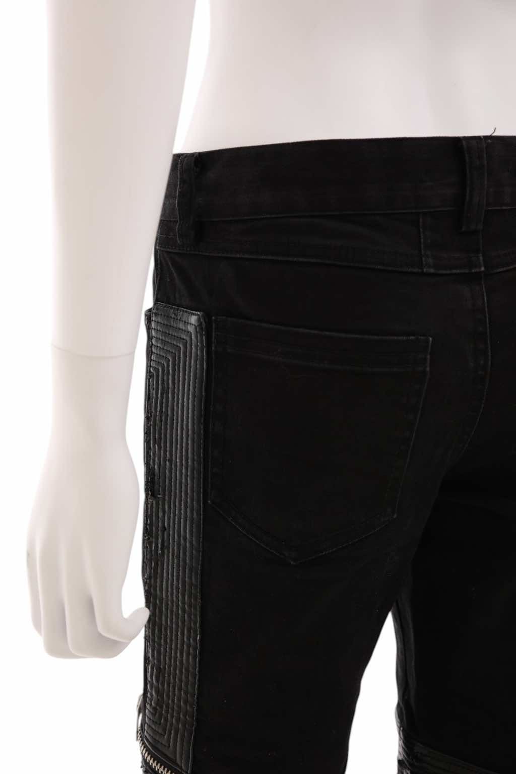 Saint Laurent Black D04 Lambskin-Trimmed Biker Jeans - Detail 2