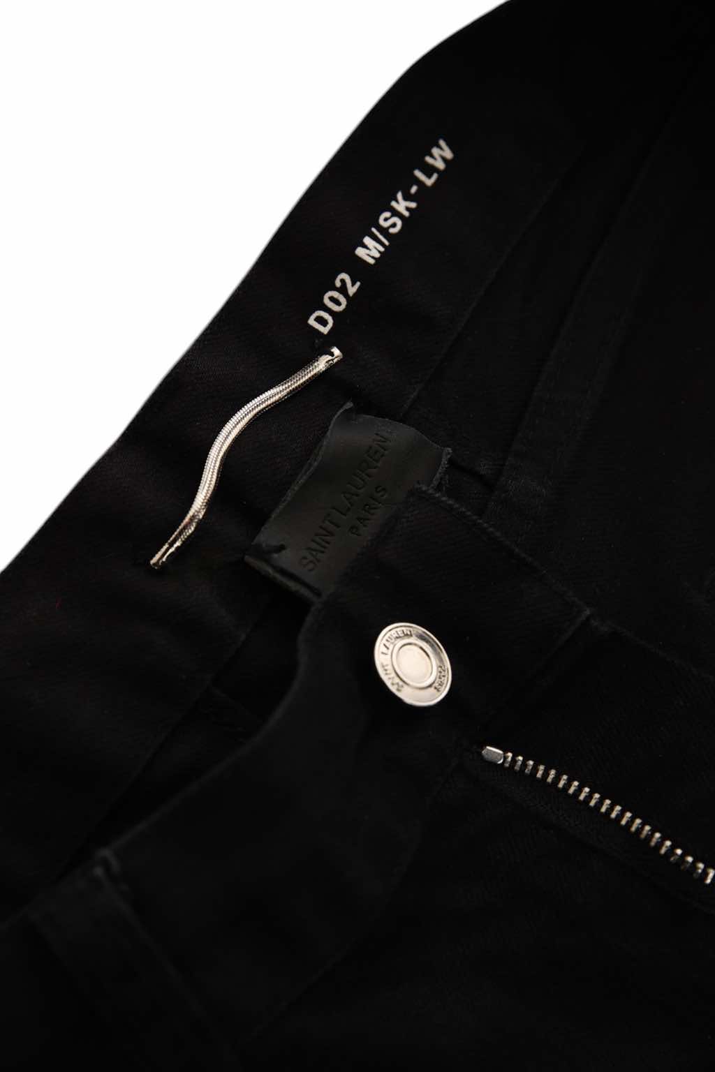 Saint Laurent Black D04 Lambskin-Trimmed Biker Jeans - Image 11