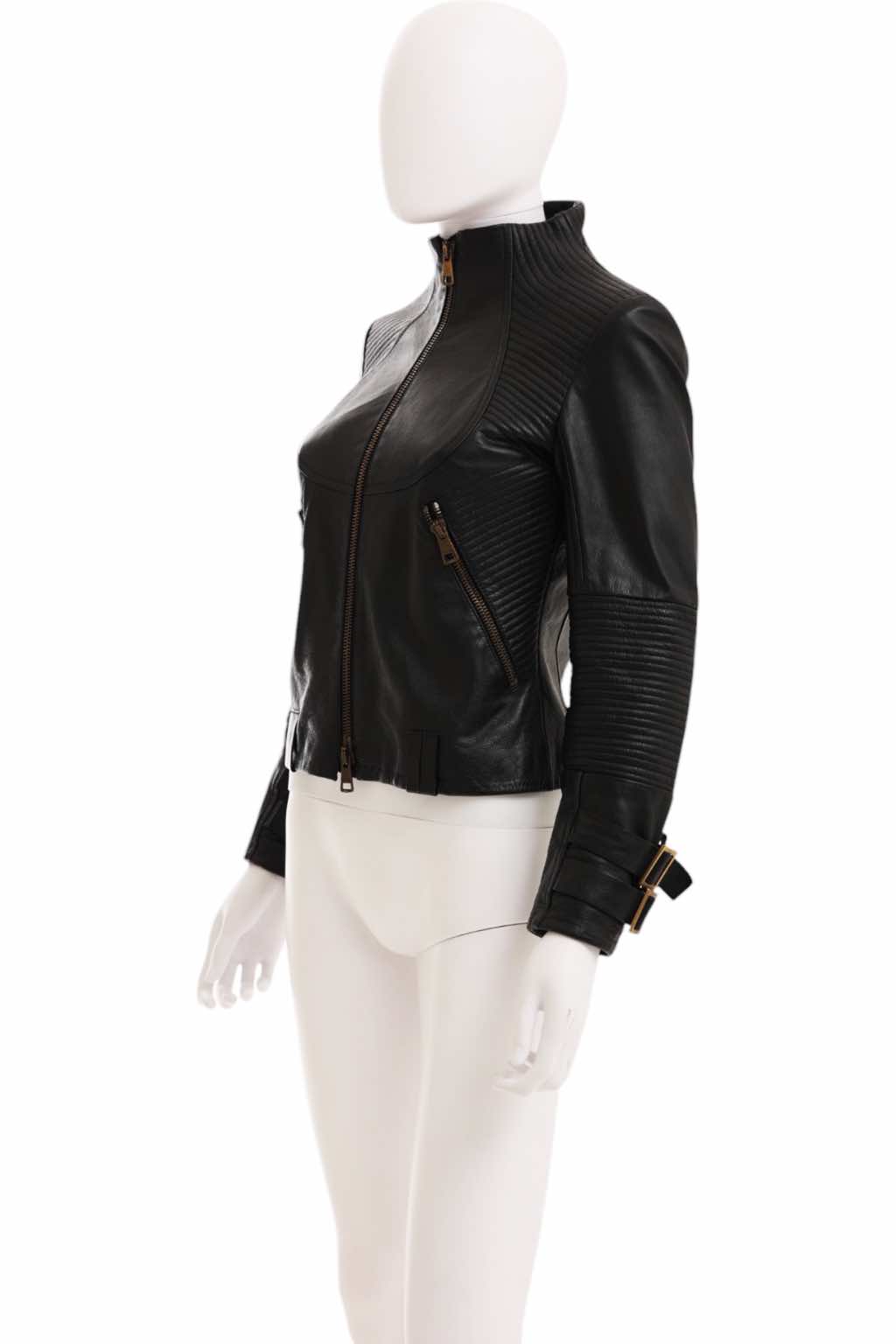 Gucci Black Leather Biker Jacket - Back view