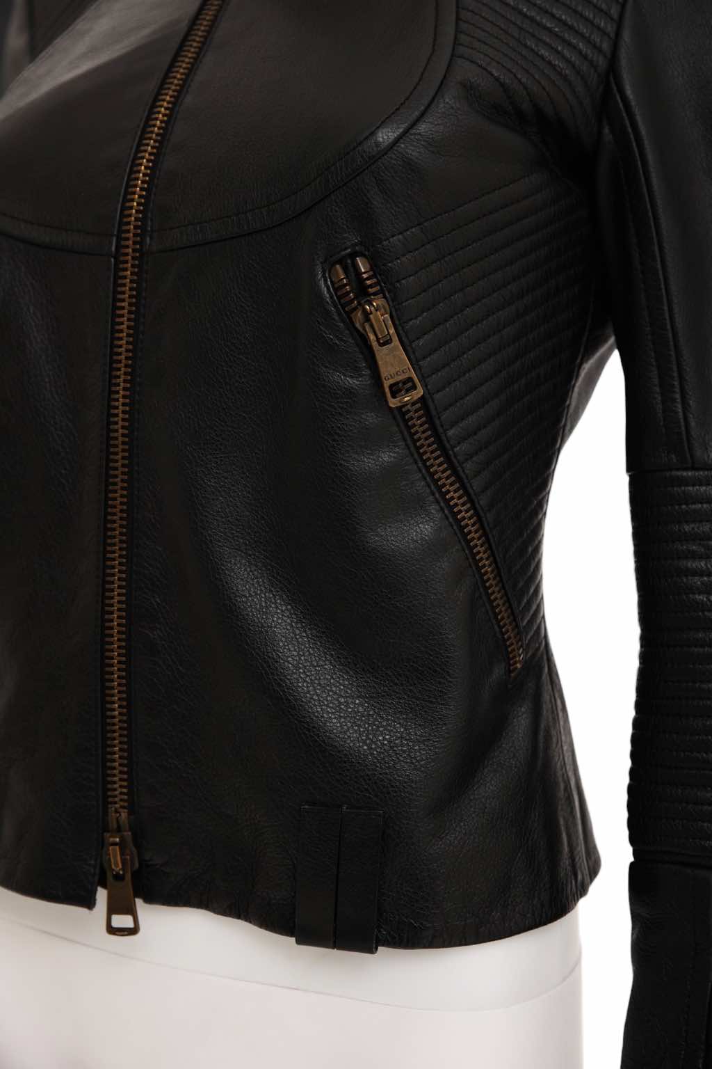 Gucci Black Leather Biker Jacket - Detail 1