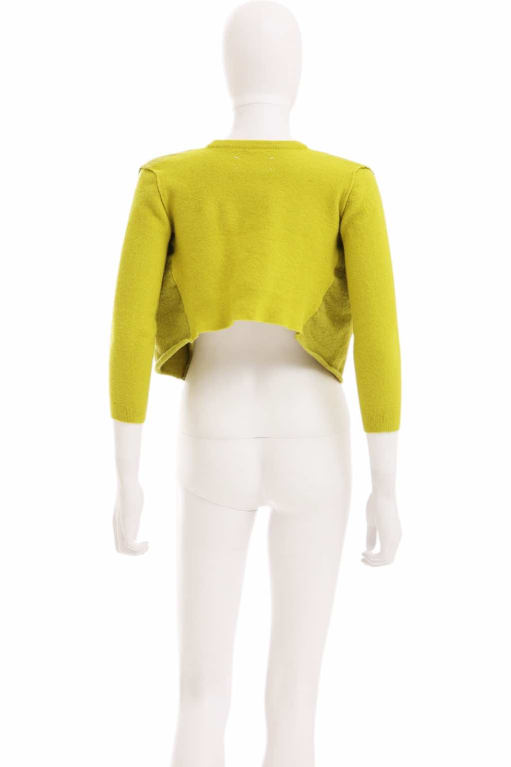 Maison Martin Margiela Cropped Yellow Button Up Cardigan - 4