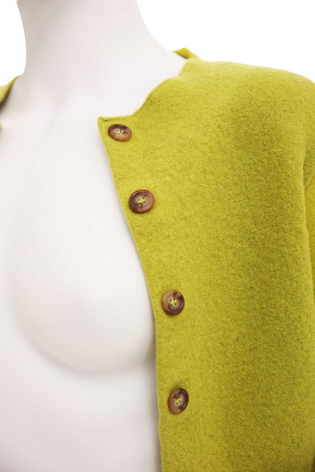 Maison Martin Margiela Cropped Yellow Button Up Cardigan - Detail 1