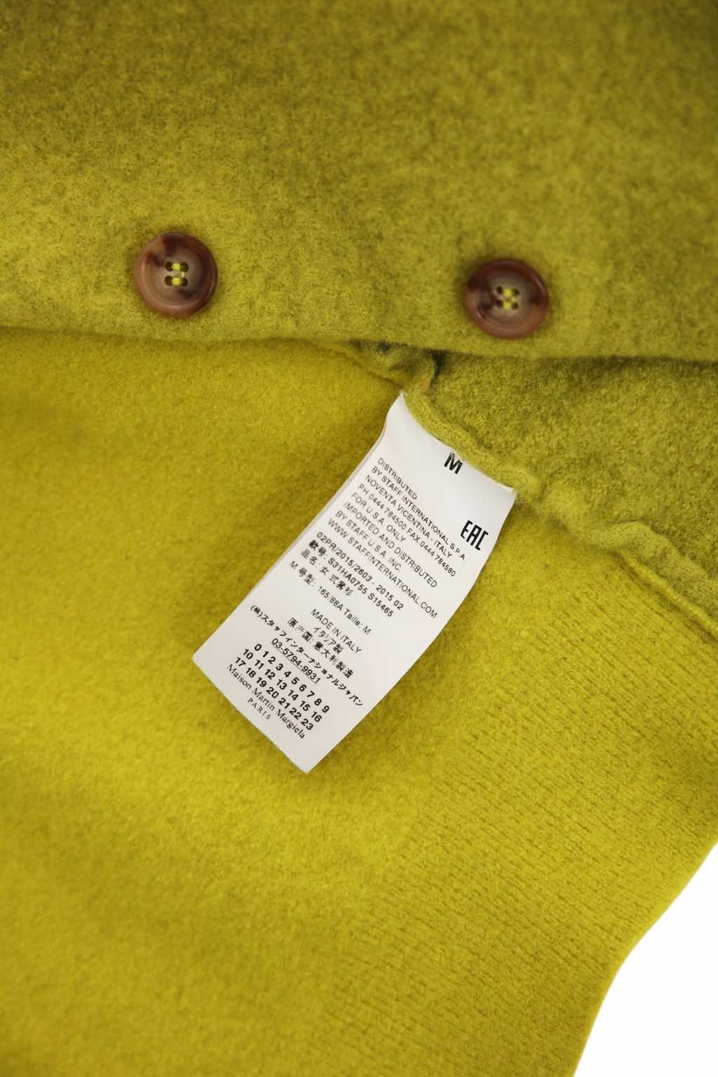 Maison Martin Margiela Cropped Yellow Button Up Cardigan - Image 10