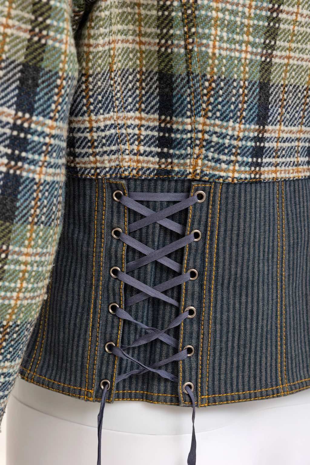 John Galliano Bondage Chequered Button Up Jacket - Image 11