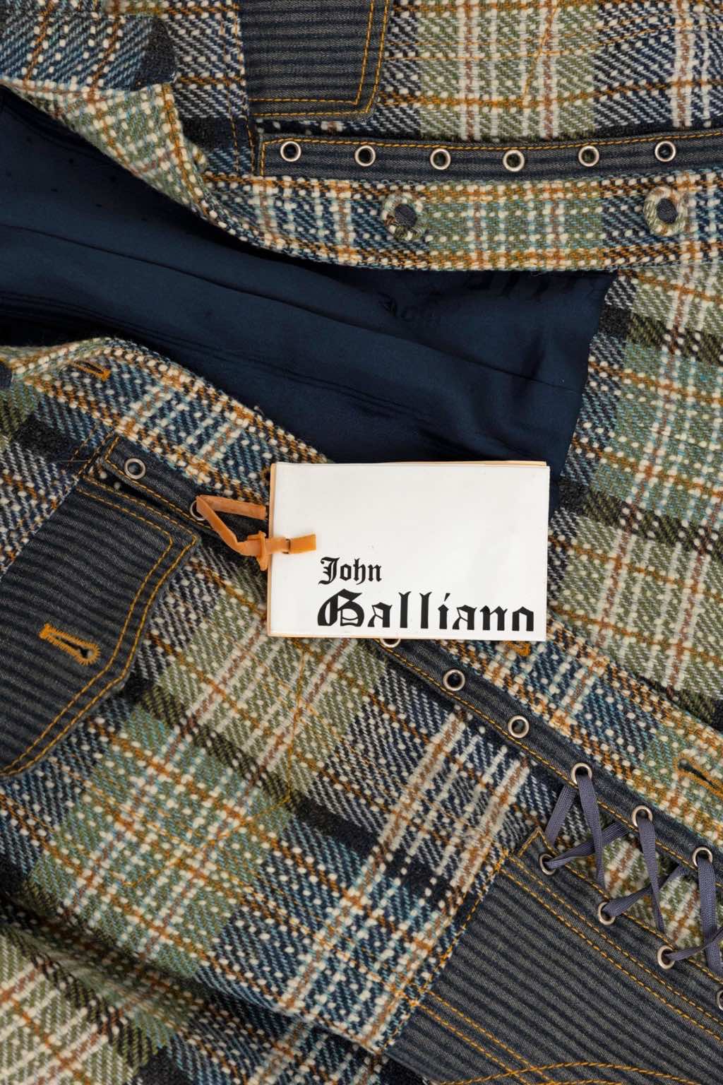 John Galliano Bondage Chequered Button Up Jacket - Image 14