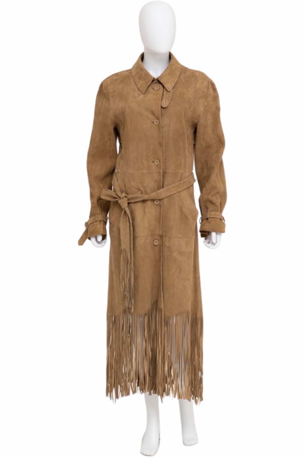 Alexander Mcqueen Fringe Suede Brown Coat