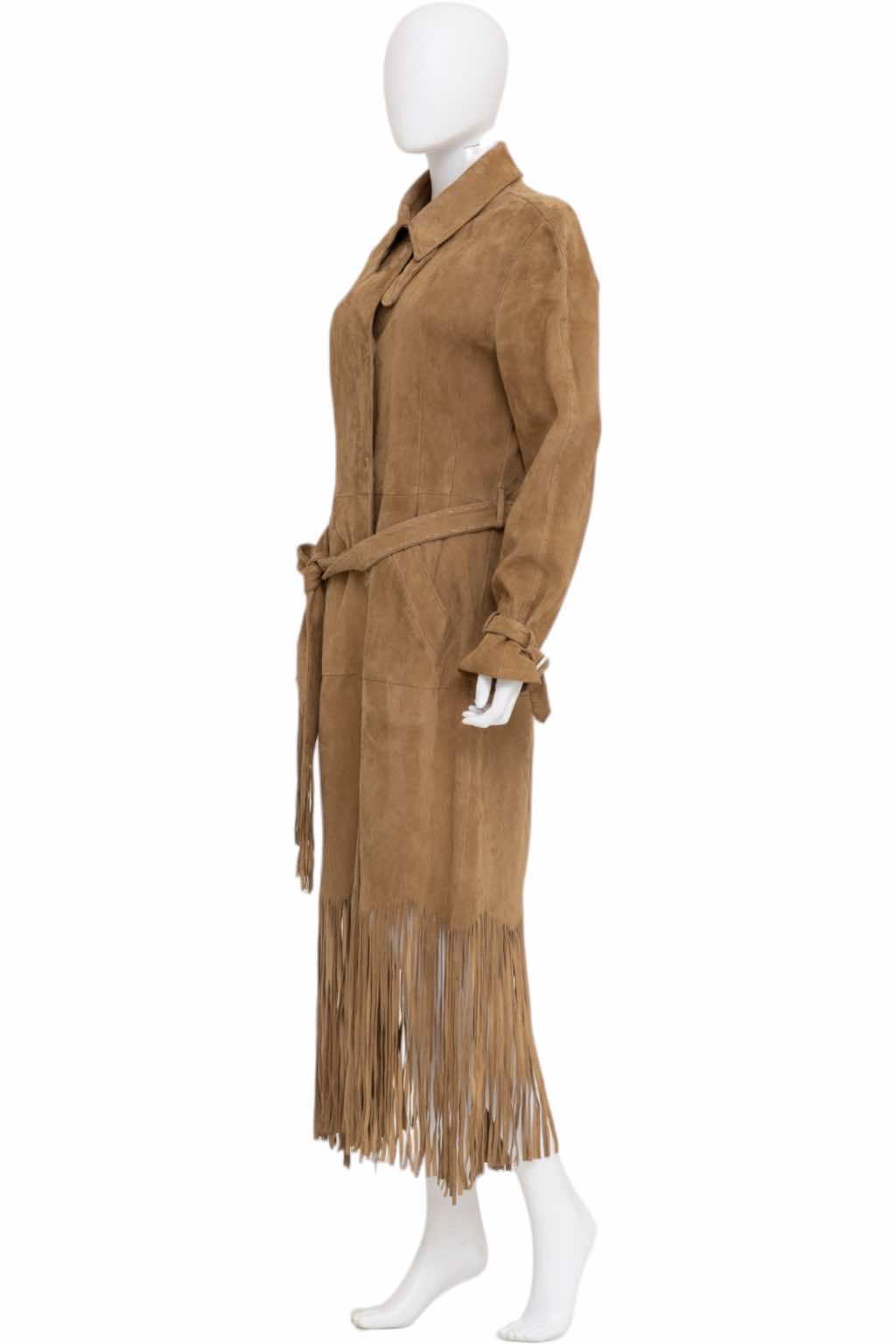 Alexander Mcqueen Fringe Suede Brown Coat - Image 6