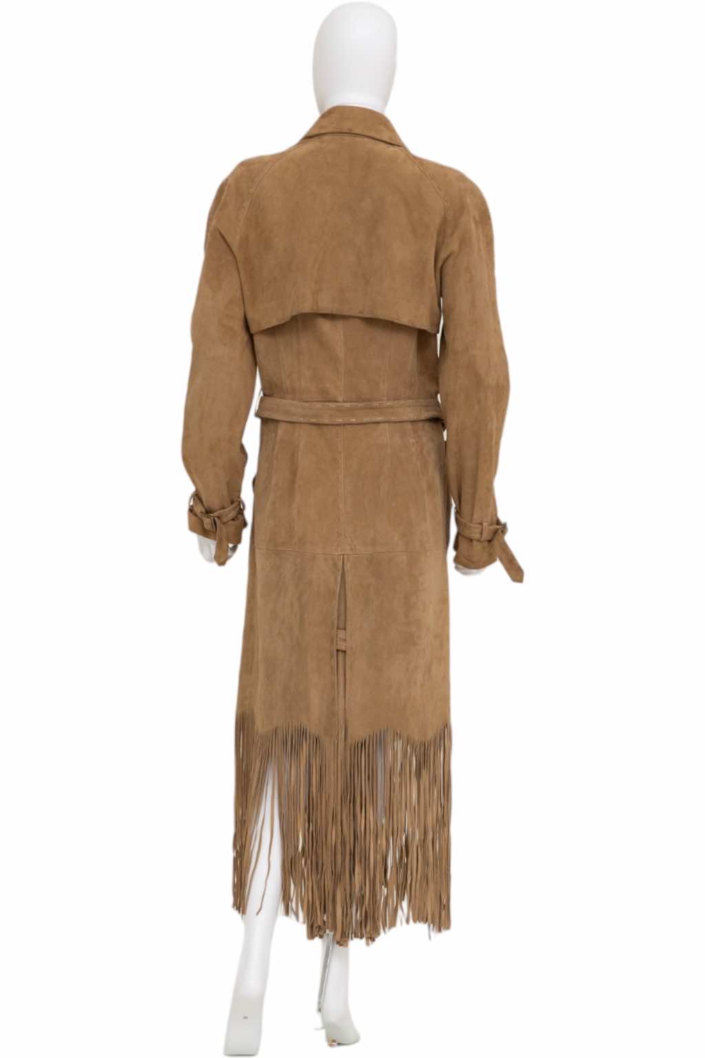 Alexander Mcqueen Fringe Suede Brown Coat - 4