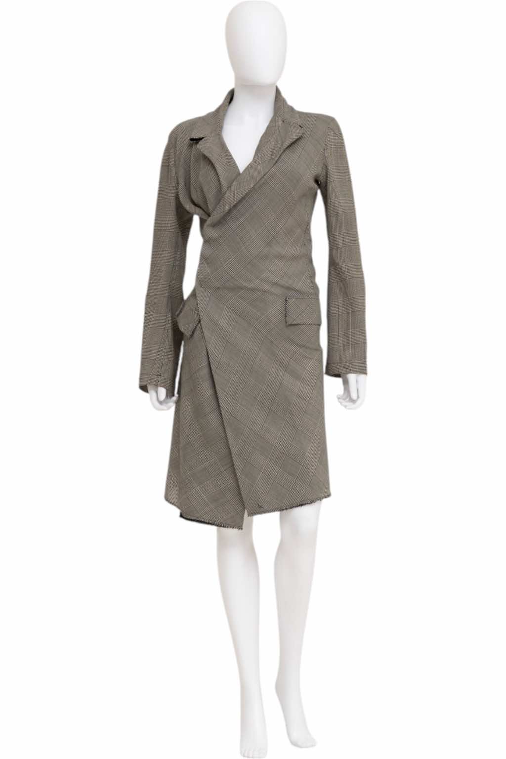 Junya Watanabe Grey Tartan Asymmetric Coat
