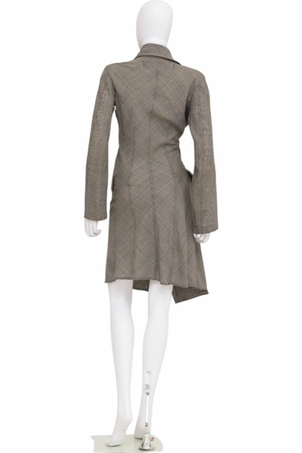 Junya Watanabe Grey Tartan Asymmetric Coat - Image 6