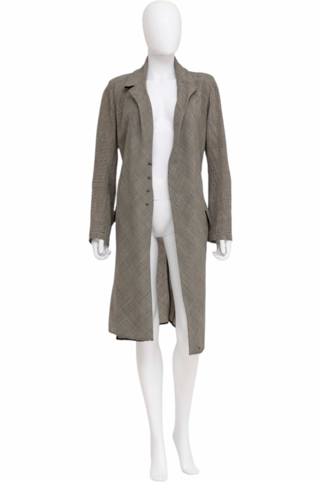 Junya Watanabe Grey Tartan Asymmetric Coat - Detail 1