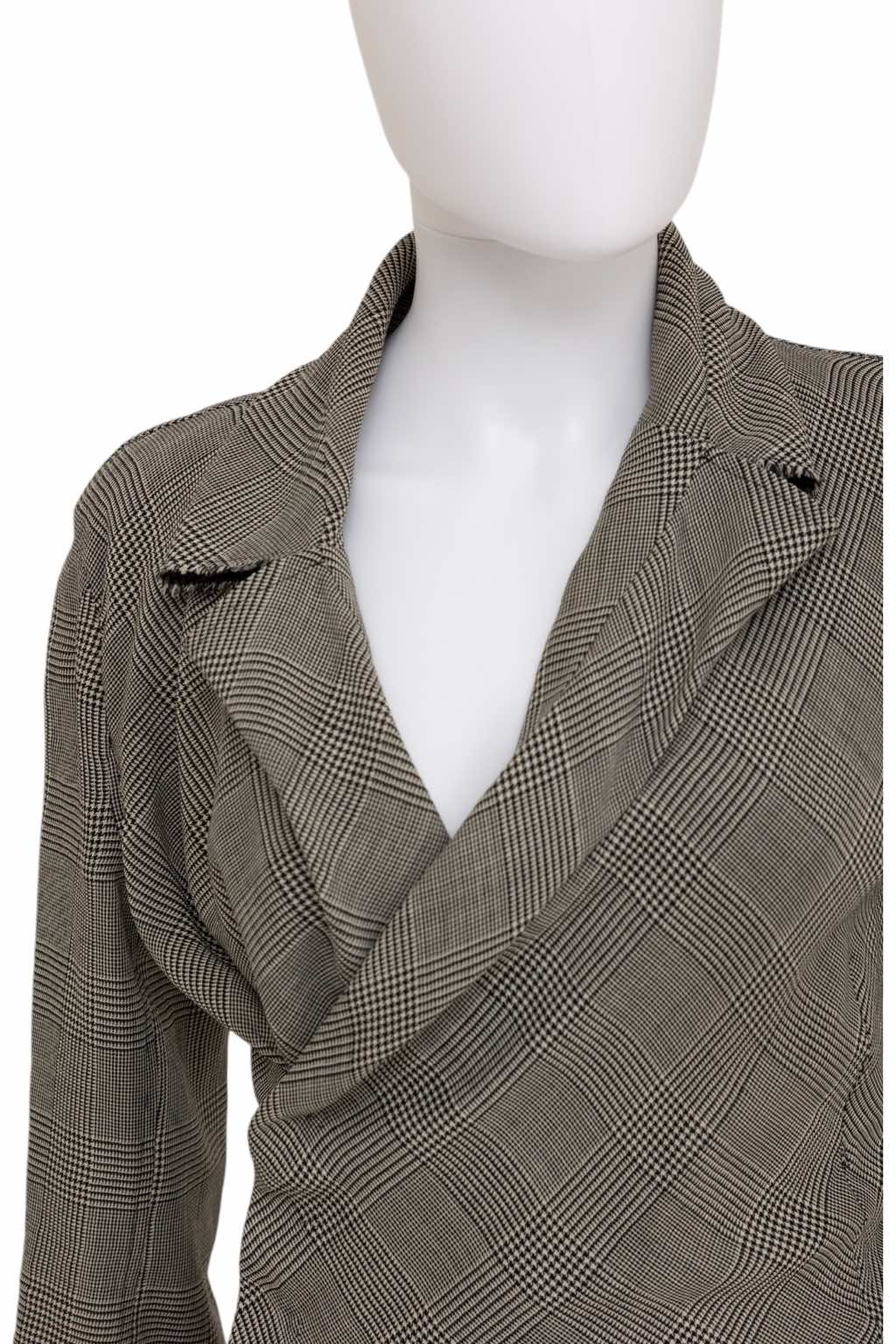 Junya Watanabe Grey Tartan Asymmetric Coat - Detail 2