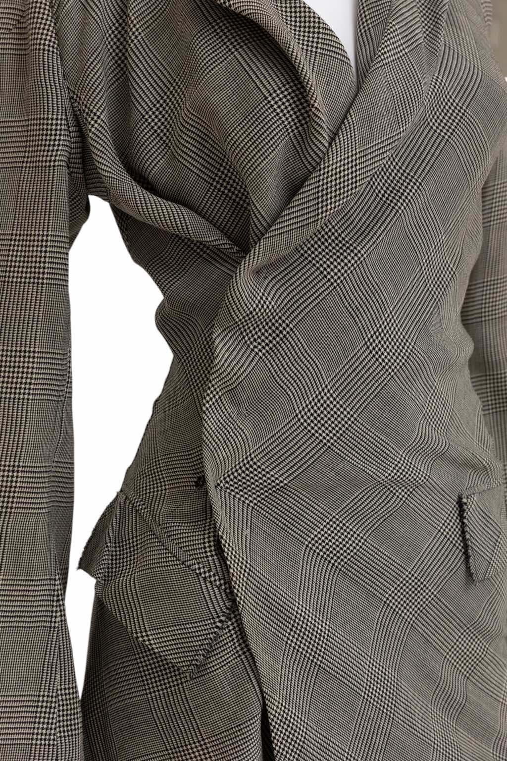 Junya Watanabe Grey Tartan Asymmetric Coat - Image 10