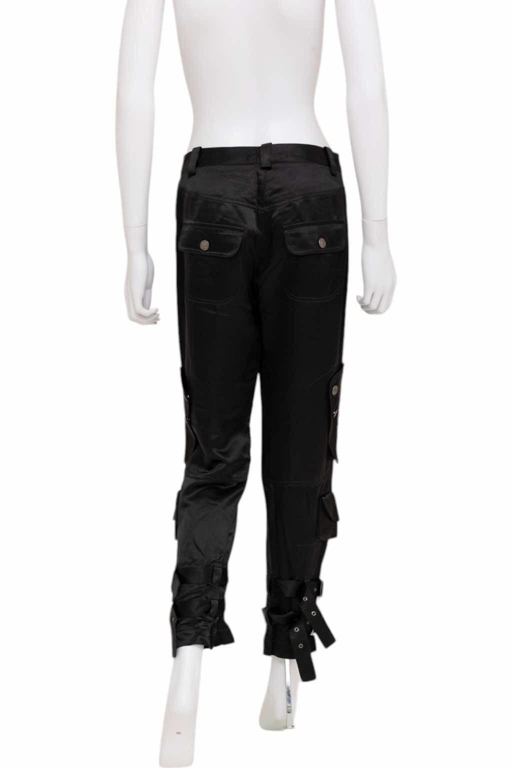 John Galliano Black Silk Bondage Pants - Image 6