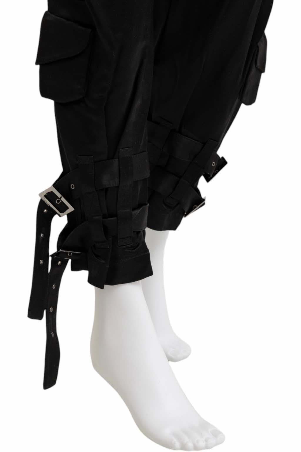 John Galliano Black Silk Bondage Pants - 4