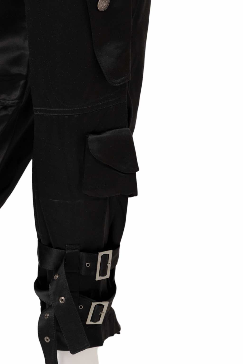 John Galliano Black Silk Bondage Pants - Detail 1