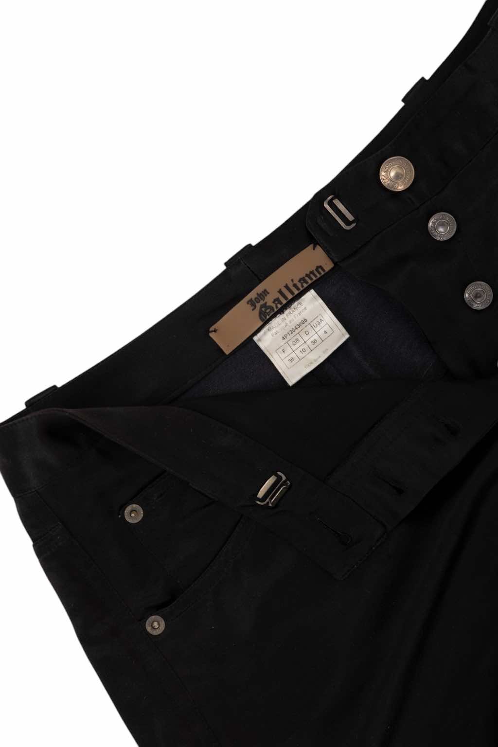 John Galliano Black Silk Bondage Pants - Image 13