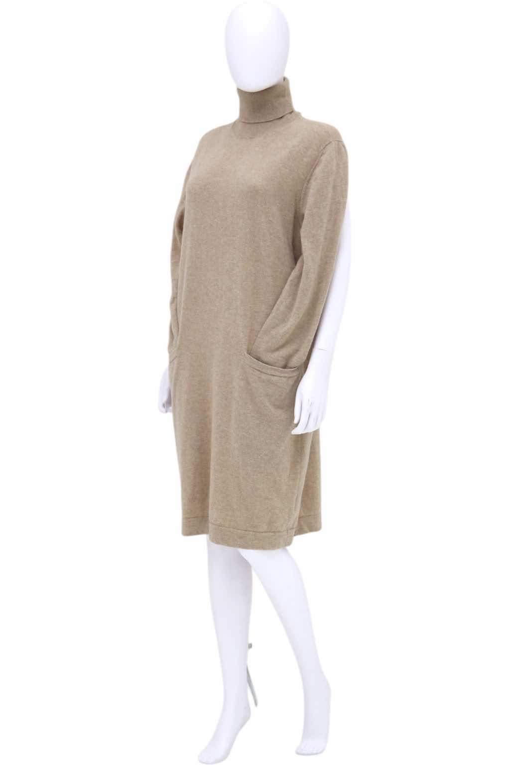 Maison Martin Margiela Wool Turtkenecked Brown Dress - Side view