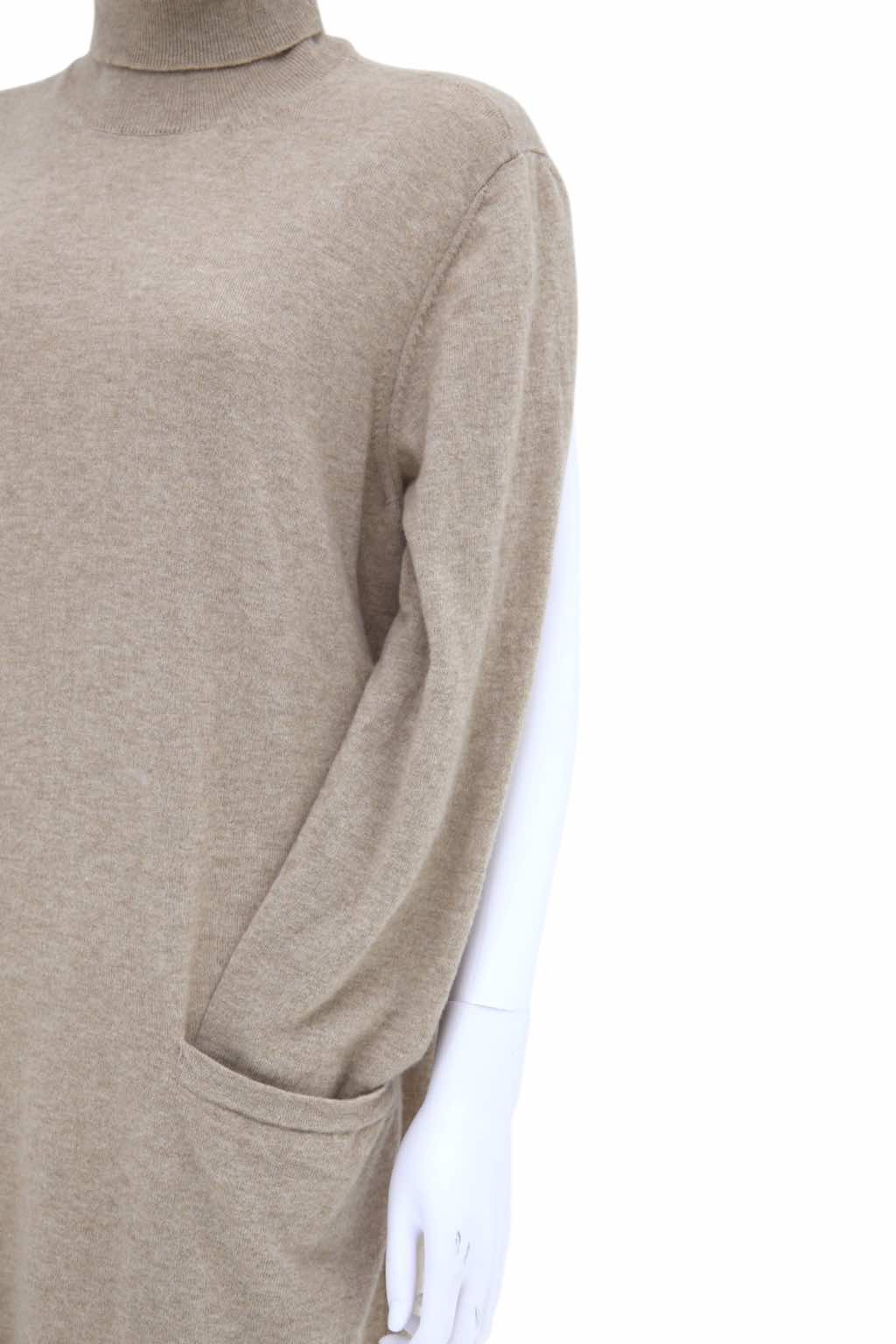 Maison Martin Margiela Wool Turtkenecked Brown Dress - Detail 1