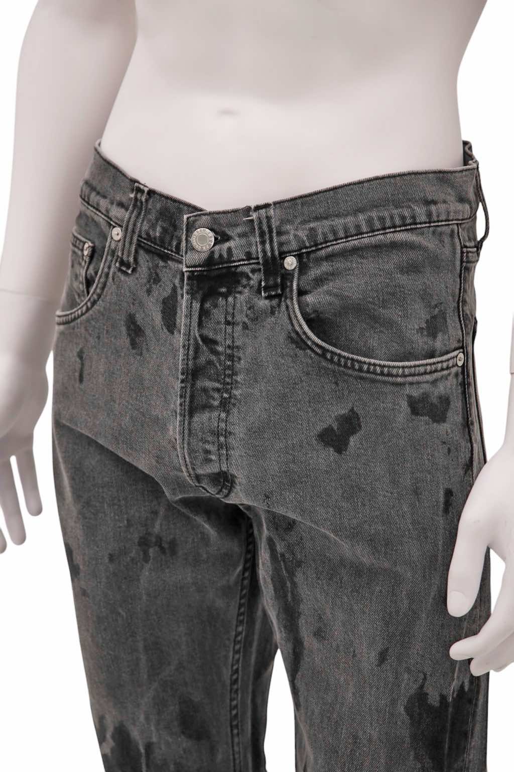 Helmut Lang Grey Painted Distressed Jeans - Side view