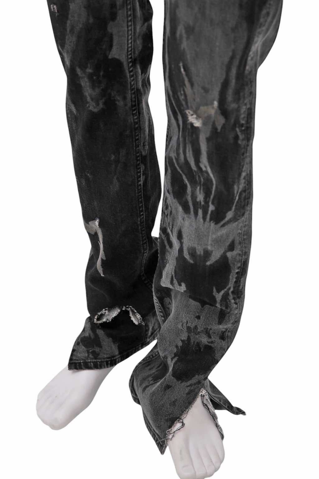 Helmut Lang Grey Painted Distressed Jeans - Detail 1