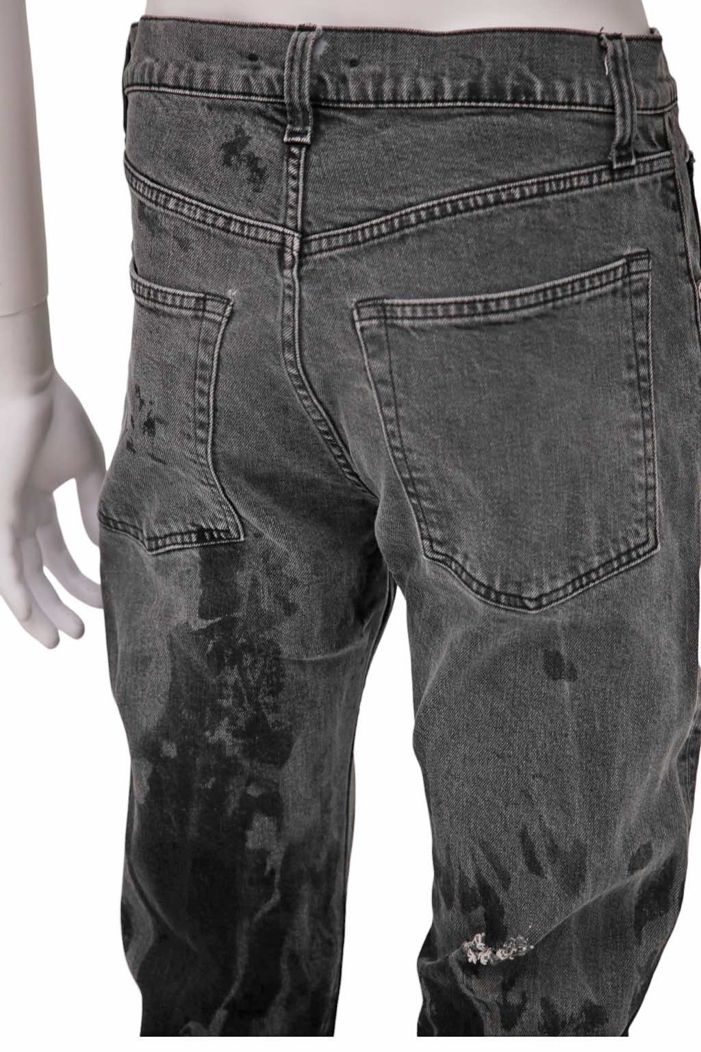 Helmut Lang Grey Painted Distressed Jeans - Detail 2