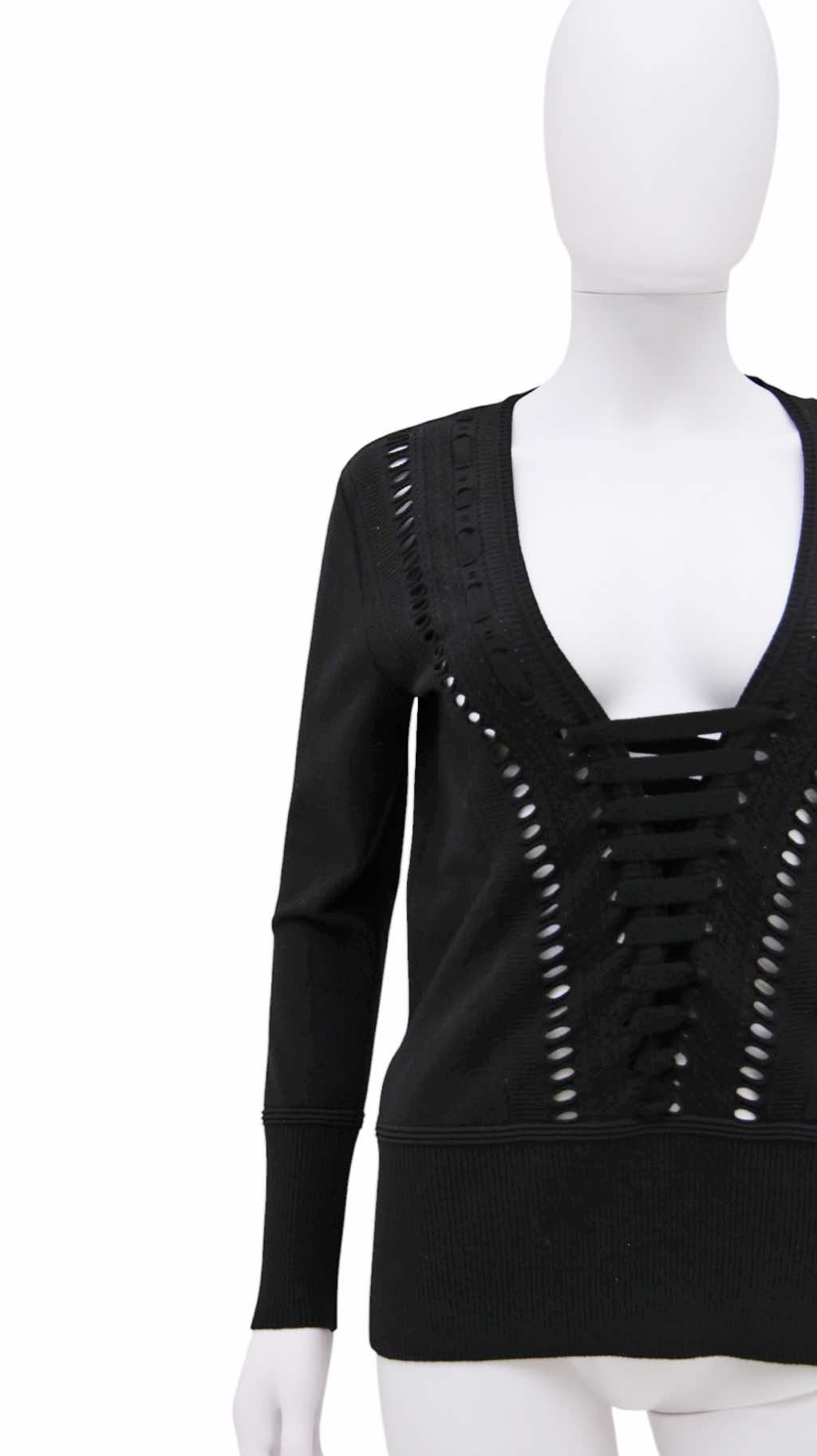 Roberto Cavalli Black Cut-Out Wool Longsleeve - Side view