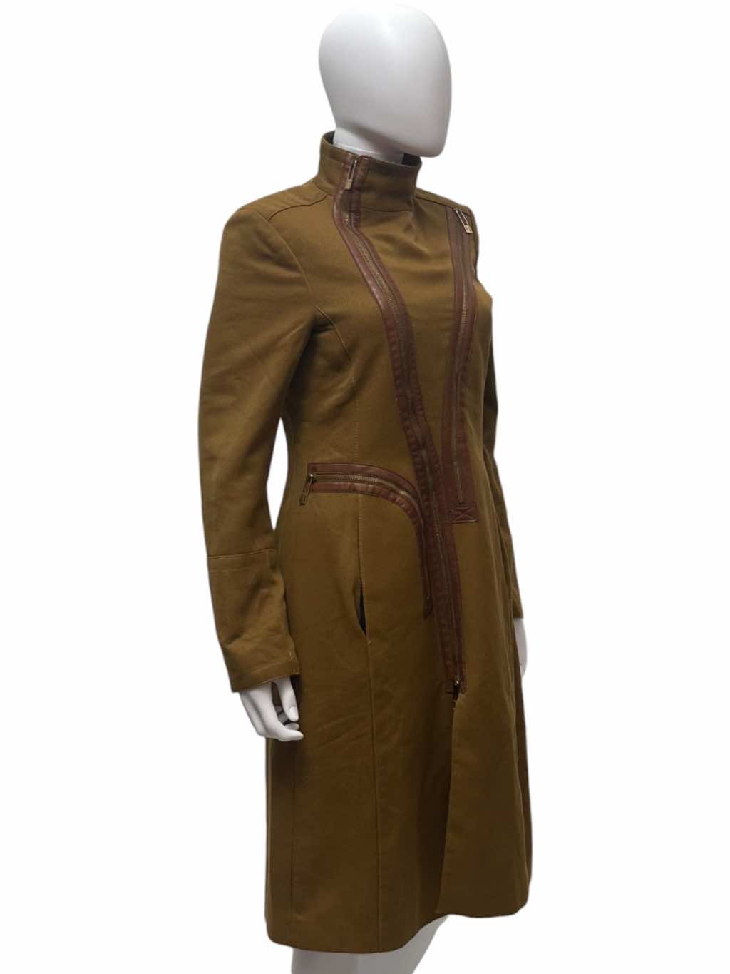 Dirk Bikkembergs Zipped Brown Coat - Side view
